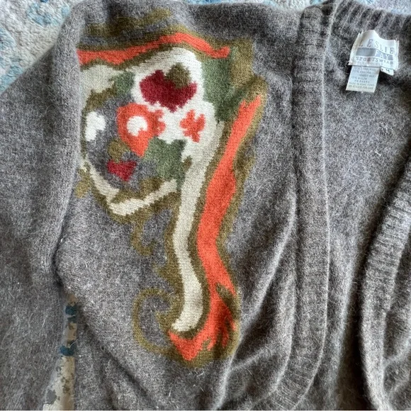 Gray Cropped lambswool angora open Cardigan Sz M - Picture 2 of 3